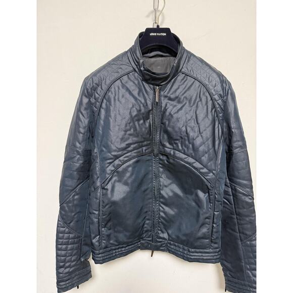 Gazzarrini Jacket Mens 50 Blue Quilted Moto Biker Full Zip Made in Italy Nylon - Picture 2 of 16